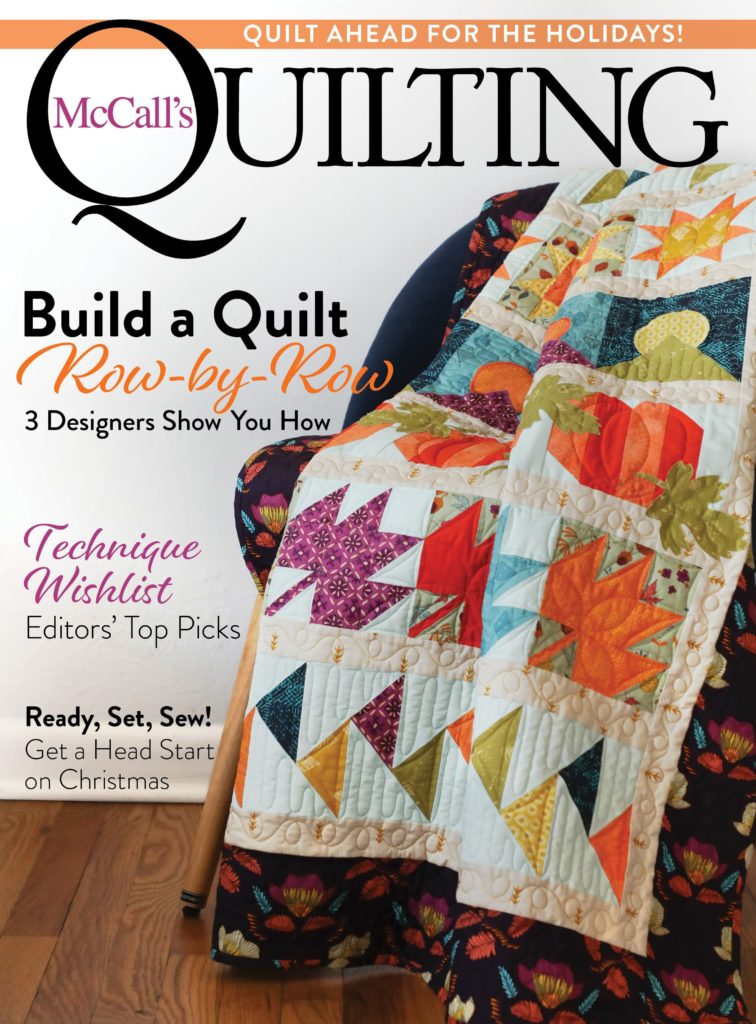 McCalls Quilting Sept/Oct issue cover featuring row quilt, September Song by Abigail Dolinger